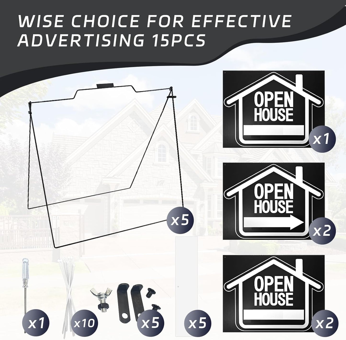 5 Pack Open House Signs for Real Estate 30“x28', Weatherproof