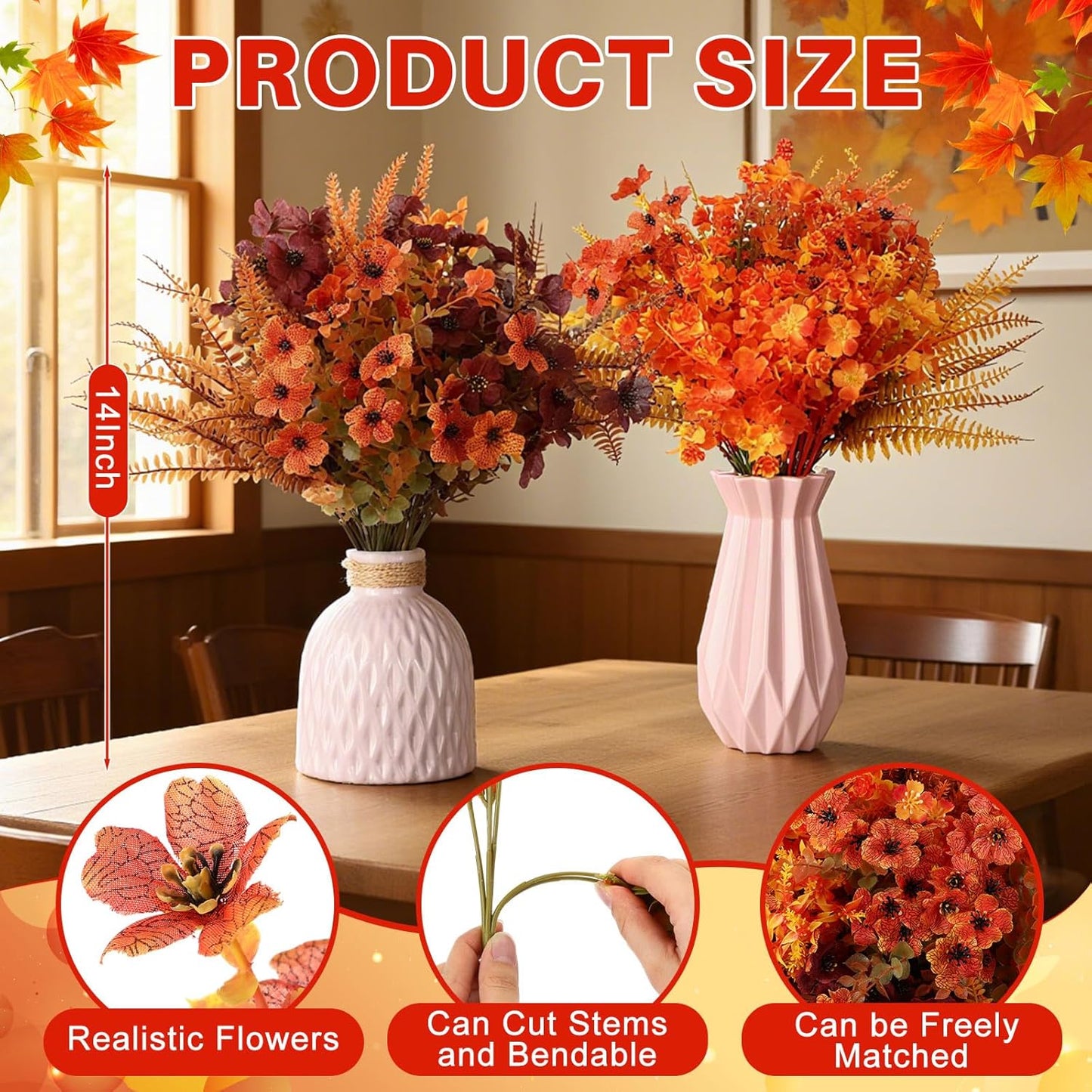 200 Pieces Realistic Outdoor Faux Flowers, Uv Resistant Artificial Wild Flowers, for Hanging in Garden or Decoration