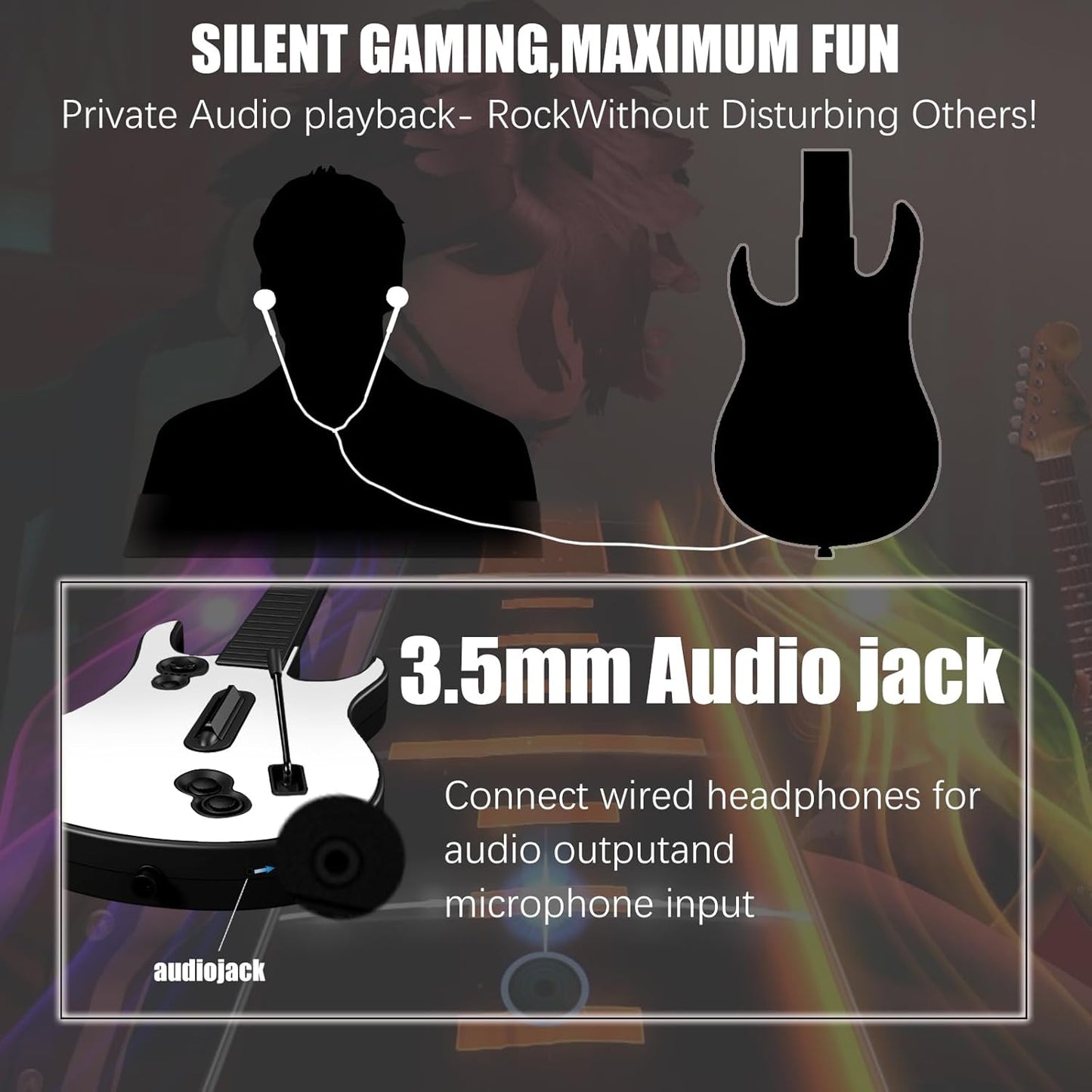 Wireless Guitar Controller for Xbox Series X/S, Xbox One, PC, for Rock Band 4 Fortnite Festival w/ Strap, 2.4G USB Dongle