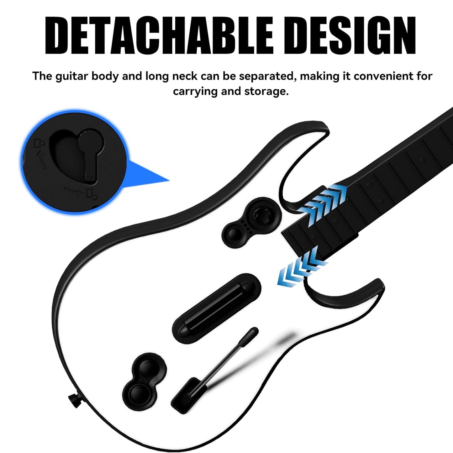 Wireless Guitar Controller for Xbox Series X/S, Xbox One, PC, for Rock Band 4 Fortnite Festival w/ Strap, 2.4G USB Dongle