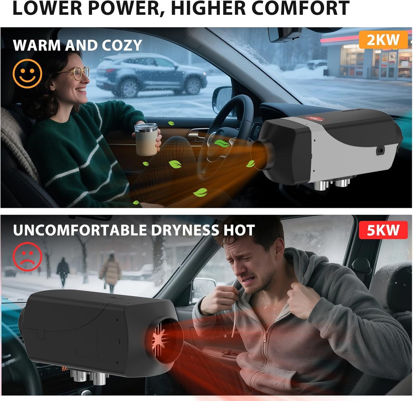 2KW Diesel Heater, 12V Parking Air Heater w/ Timer, LCD Display Remote Control for Sedan, Small Truck, Pickup