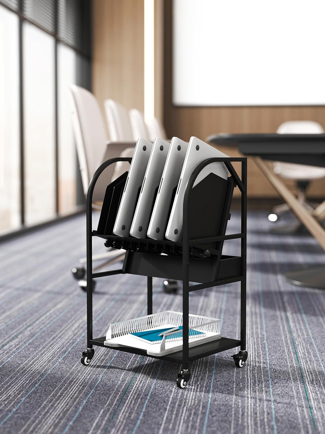 Laptop Charging Cart, 10 Device Mobile Open Charging Carts for Laptops & Tablets, Removable Dividers