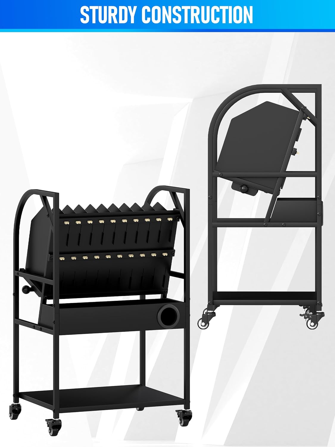 Laptop Charging Cart, 10 Device Mobile Open Charging Carts for Laptops & Tablets, Removable Dividers