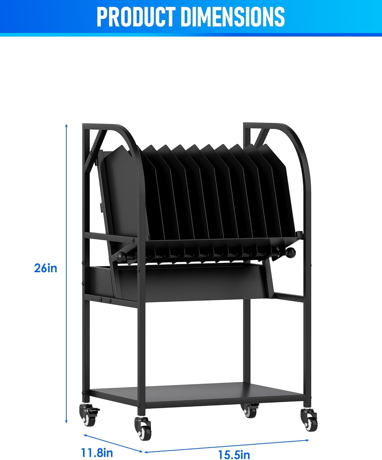 Laptop Charging Cart, 10 Device Mobile Open Charging Carts for Laptops & Tablets, Removable Dividers