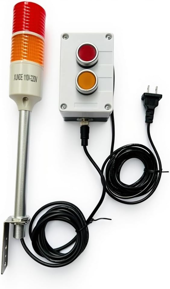 LED Tower Lights, 2 Stack Super Bright Red/Yellow Signal Lamp, ON/Off Switch Industrial Adapter,16 ft Extension