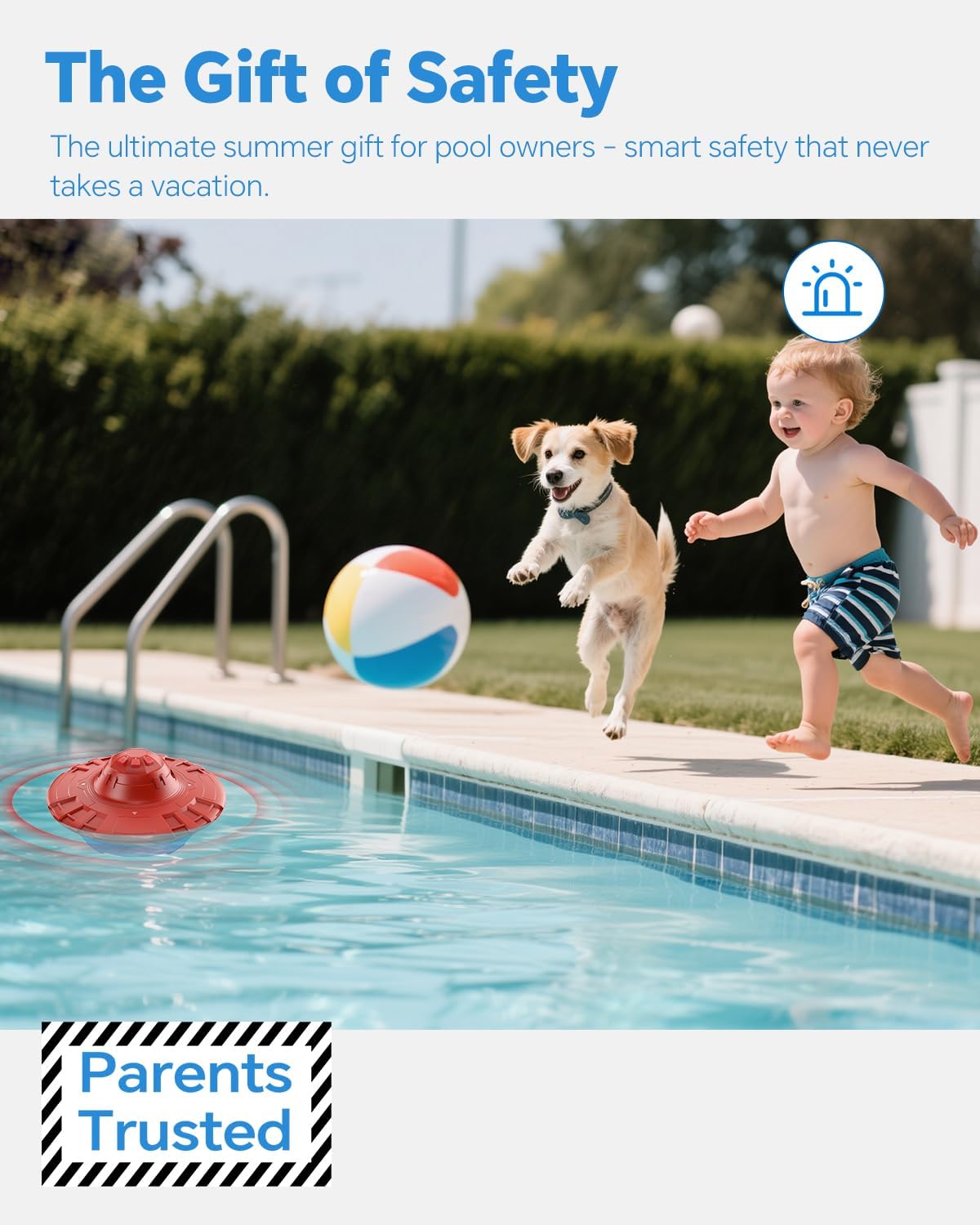 Pool Alarm Floating for all Pools, Loud 110dB Alert, Adjustable Sensitivity, Protection for Kids & Pets