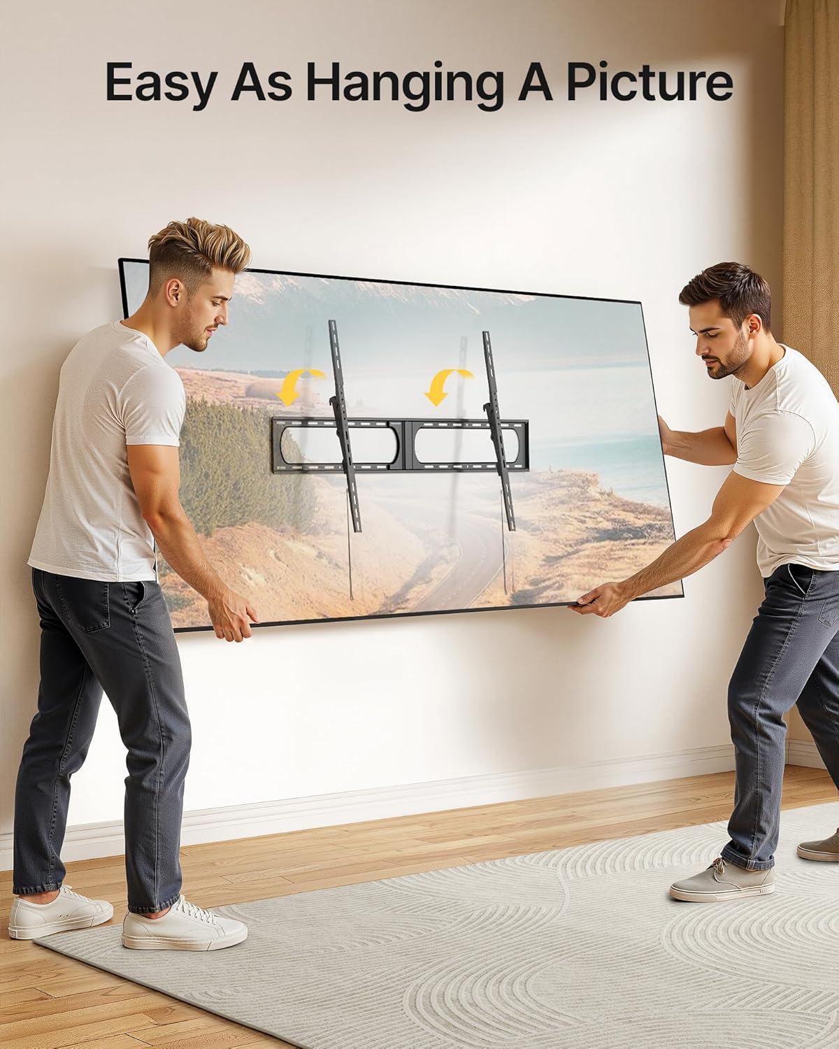 Heavy Duty Tilting TV Wall Mount for 37'-140' Extra Large Flat & Curved TVs up to 300lbs, Slim Low Profile Bracket