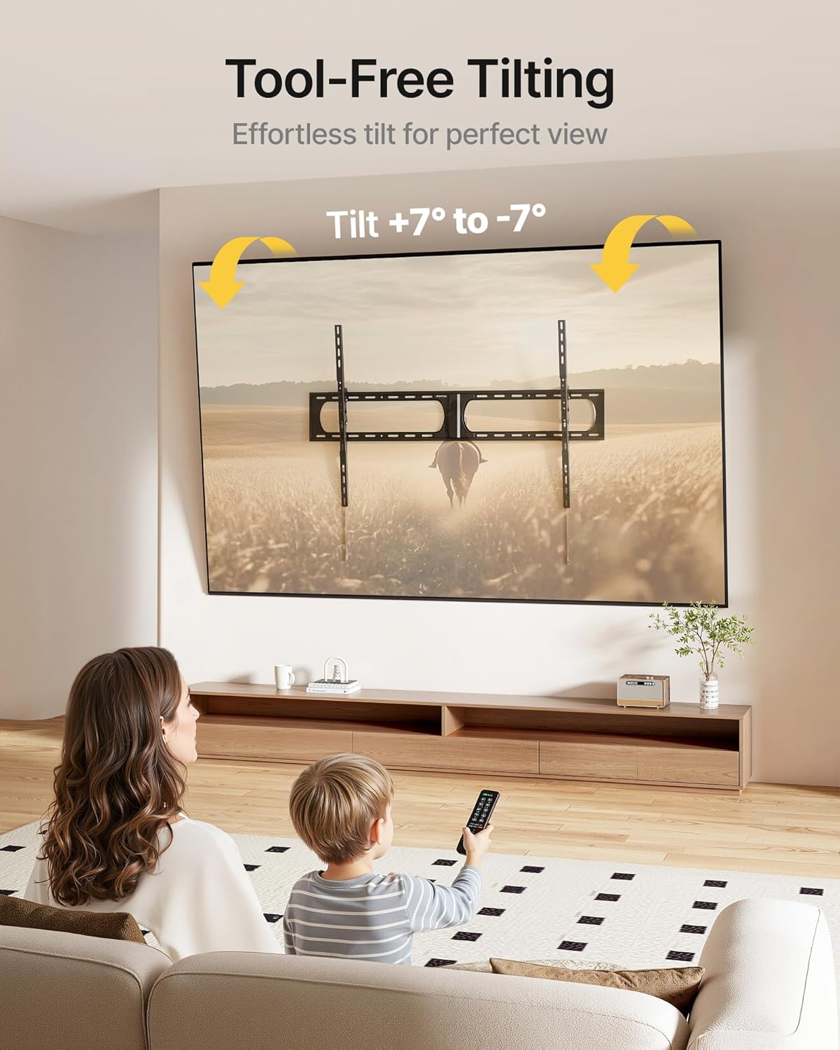 Heavy Duty Tilting TV Wall Mount for 37'-140' Extra Large Flat & Curved TVs up to 300lbs, Slim Low Profile Bracket