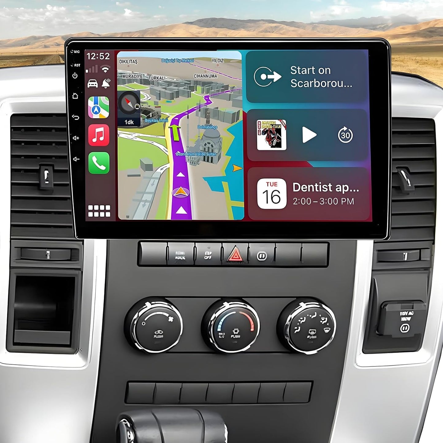 Car Radio Stereo for Dodge Ram 1500 2500 3500 2009-2012: Upgrade 10.2 Inch Touchscreen, Wireless CarPlay/Android