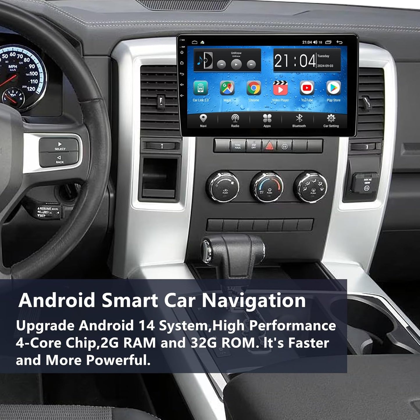 Car Radio Stereo for Dodge Ram 1500 2500 3500 2009-2012: Upgrade 10.2 Inch Touchscreen, Wireless CarPlay/Android