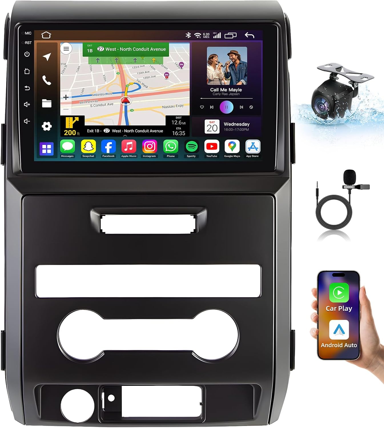 Car Radio for Ford F150 2009-2014, 9 Inch Touchscreen Car Stereo with Wireless CarPlay/Android