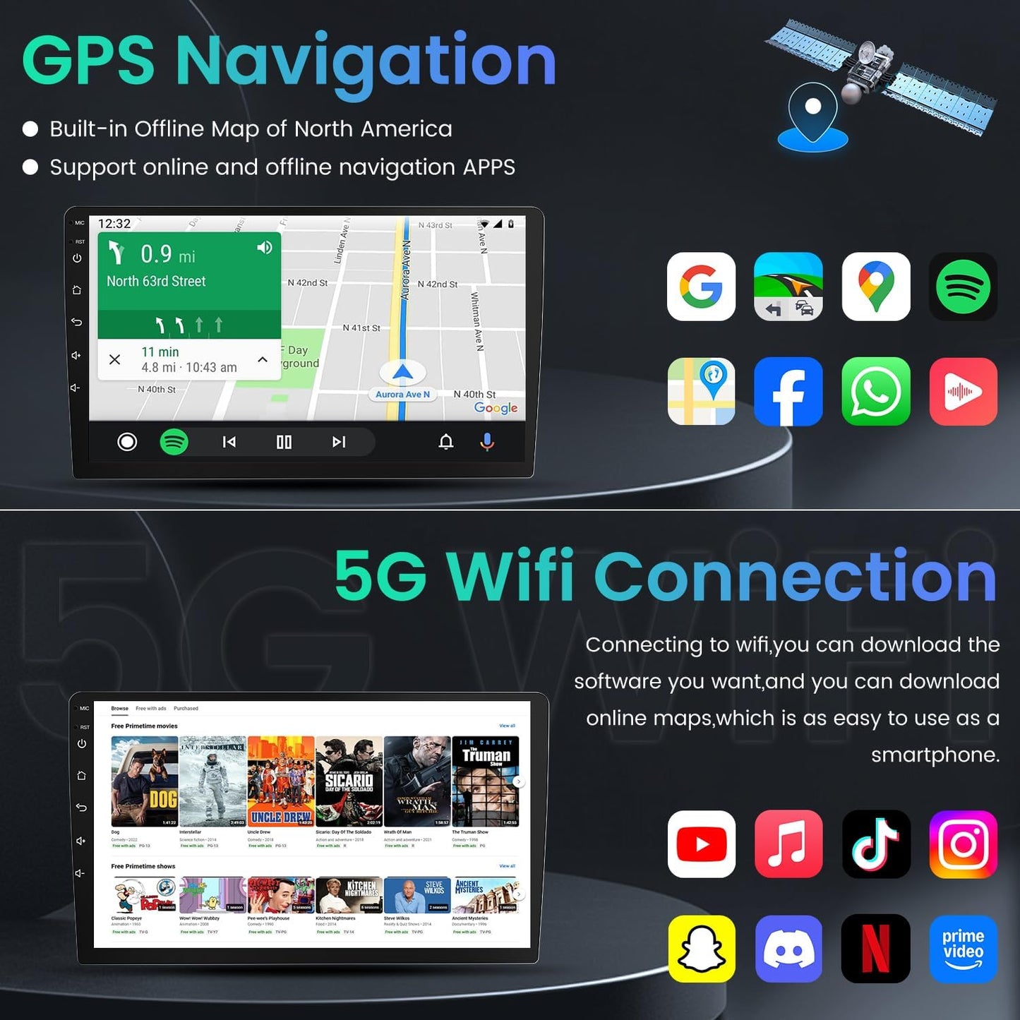 Car Radio for Ford F150 2009-2014, 9 Inch Touchscreen Car Stereo with Wireless CarPlay/Android
