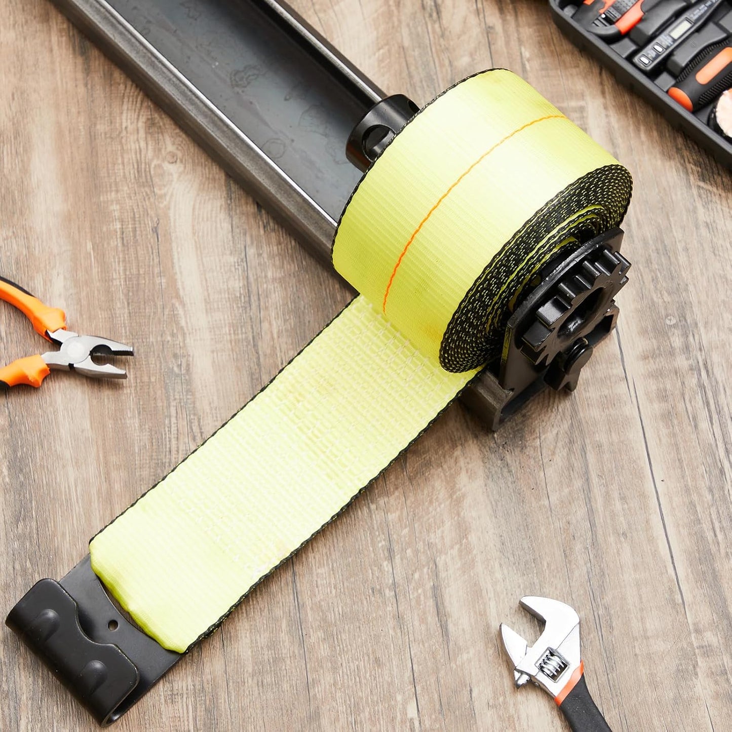 8 Pack Flatbed Winch Kit for Trucks and Trailers Include 4 Trailer Winch w/ Flat Hook Tie Downs