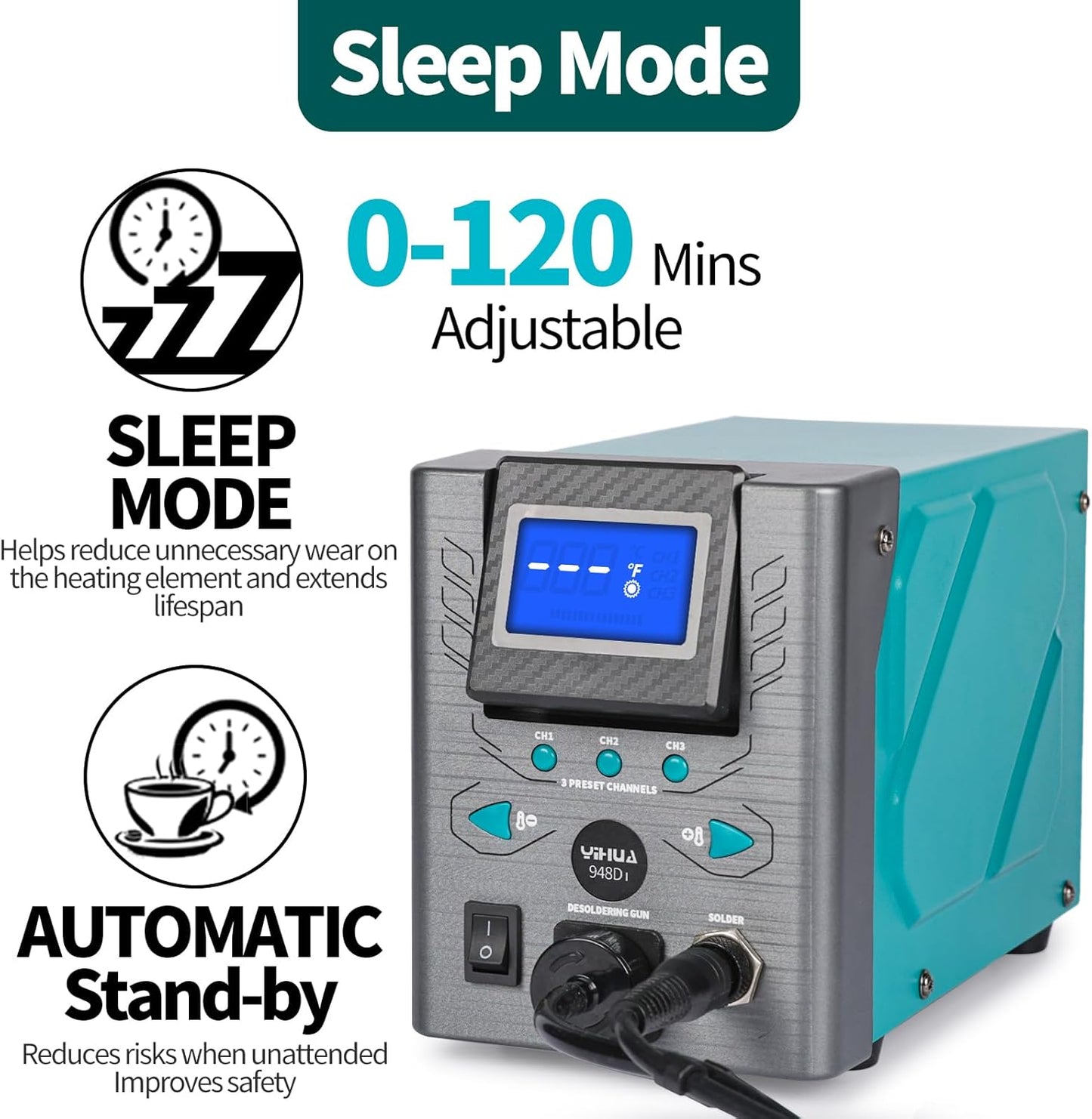 948D-I Desoldering Station 110W High Performance ESD-Safe w/ Temp Control, 716-896°F Adjustable, °C/°F Conversion