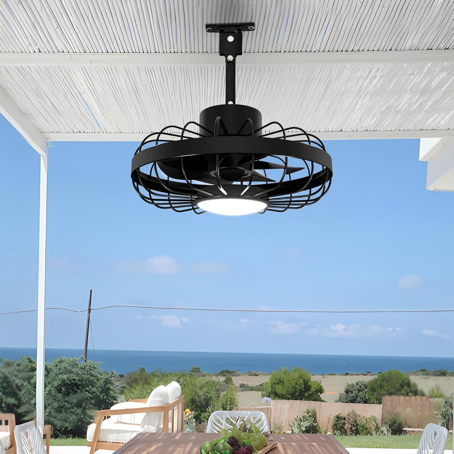 16' Outdoor Ceiling Fan with Lights for Patios, Gazebo and Pergola, Plug in Ceiling Fan w/ Remote Control, Waterproof
