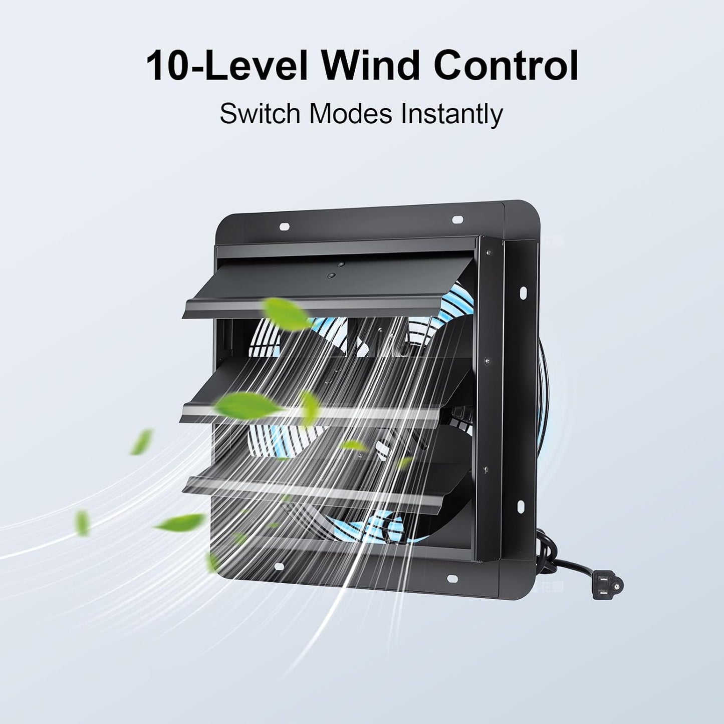 12' Exhaust Fan with Temperature Humidity Controller, 1200CFM Remote Control, 10-Speed, Wall Mount Attic Fan