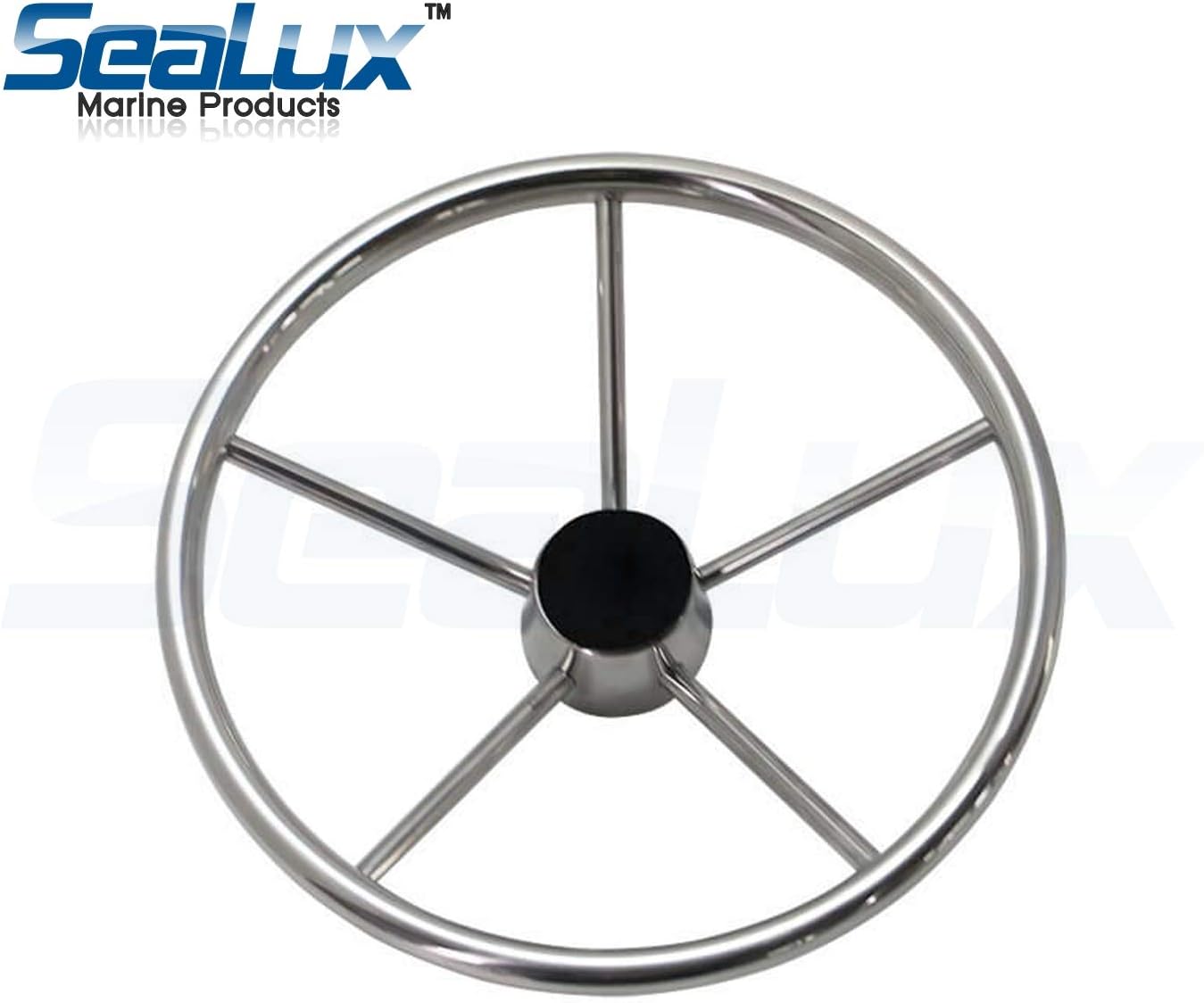 15 1/2'- 10 Degree Dish 5-Spoke Destroyer Style Stainless Boat Steering Wheel