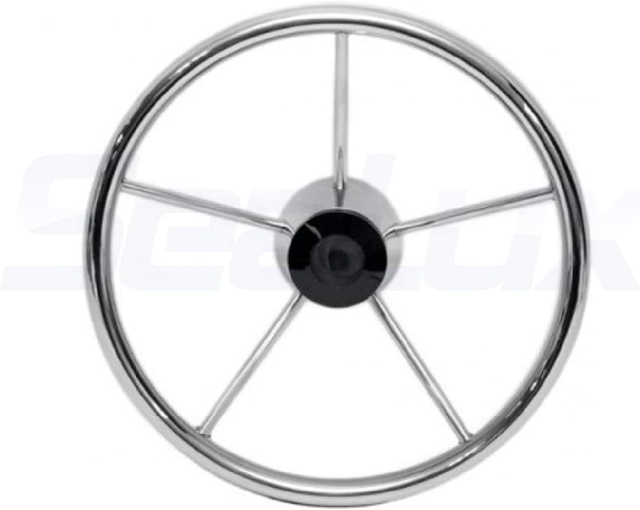 15 1/2'- 10 Degree Dish 5-Spoke Destroyer Style Stainless Boat Steering Wheel