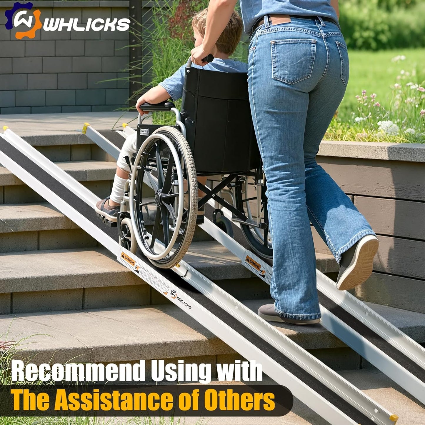 Wheelchair Ramp, Three Gears Adjustable 4-7FT Portable Telescopic Ramps, 600LBS Capacity, w/ Storage Bag