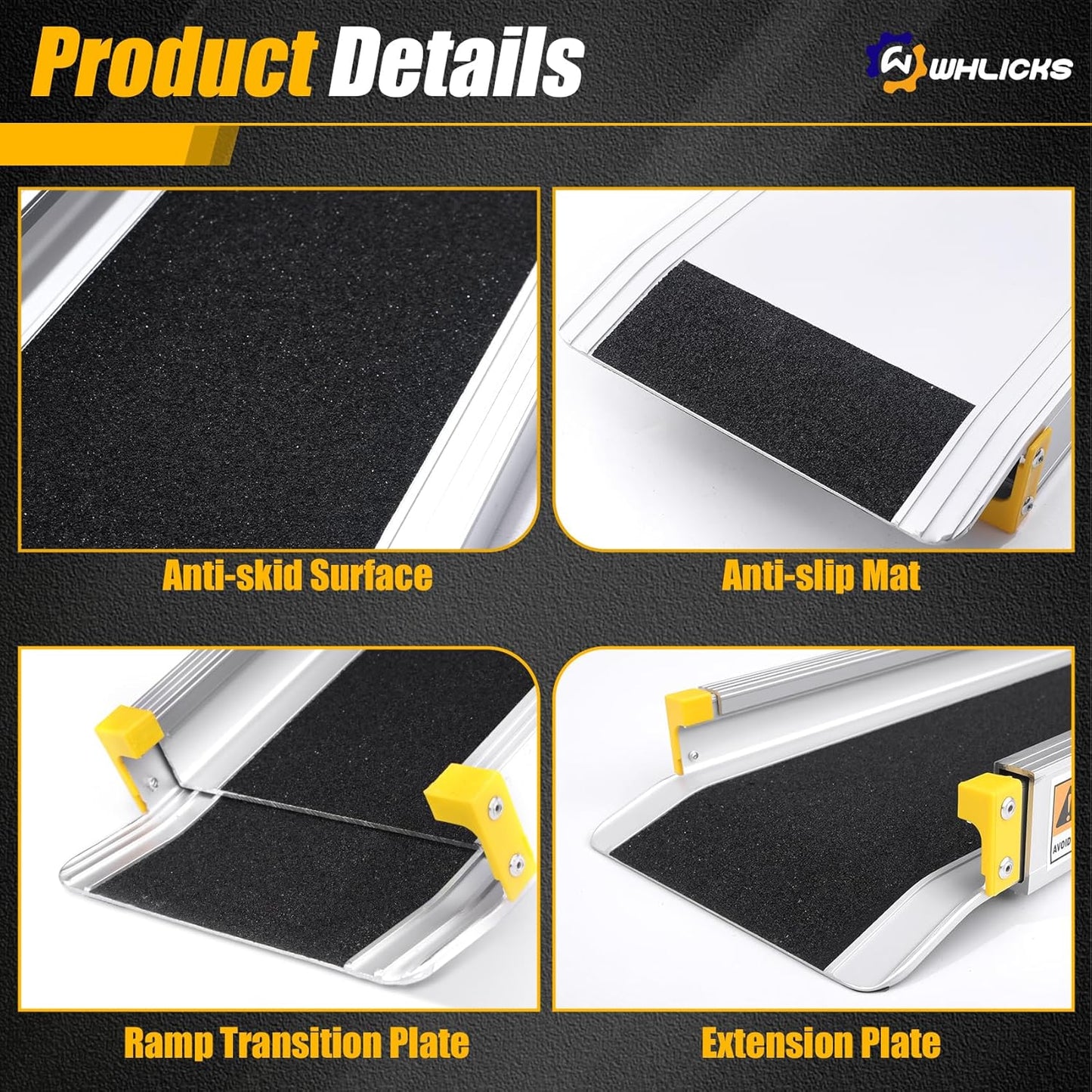 Wheelchair Ramp, Three Gears Adjustable 4-7FT Portable Telescopic Ramps, 600LBS Capacity, w/ Storage Bag