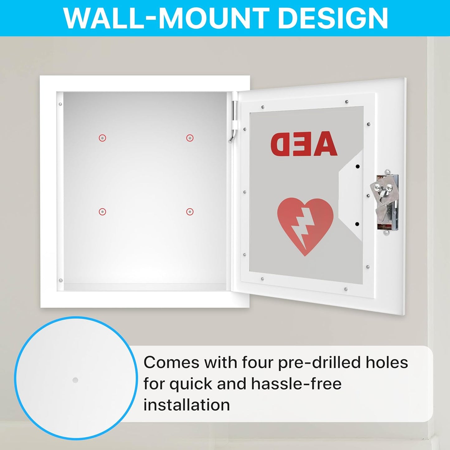 All-in-One AED Cabinet Kit – Wall-Mounted Steel, Storage Box w/ Snaplock, Signage, Inspection Tags & Security Seals