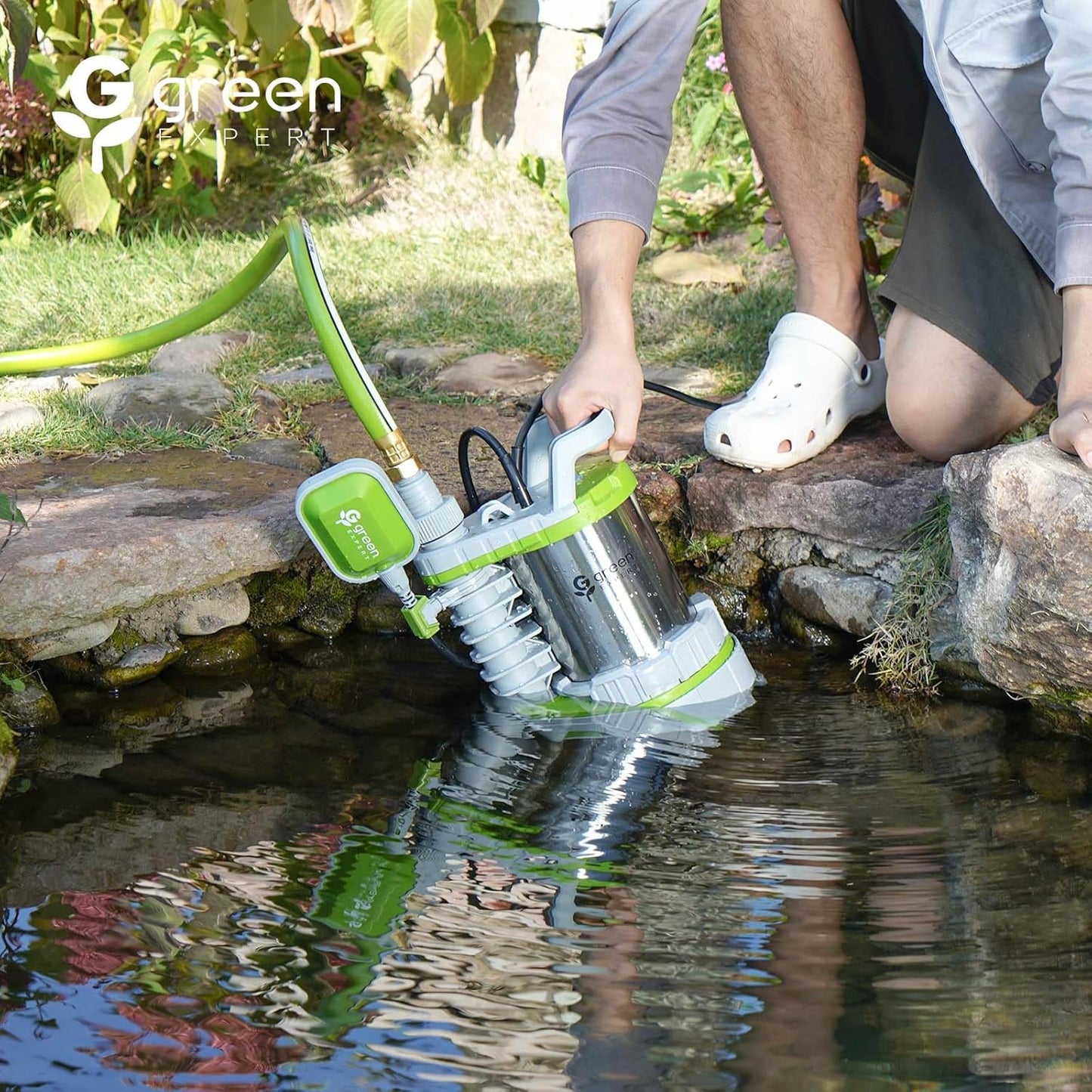 1.5HP Submersible Sump Pump, 5500GPH High Flow, 25FT Power Cord, Adjustable Float, Intake Holes Changeable