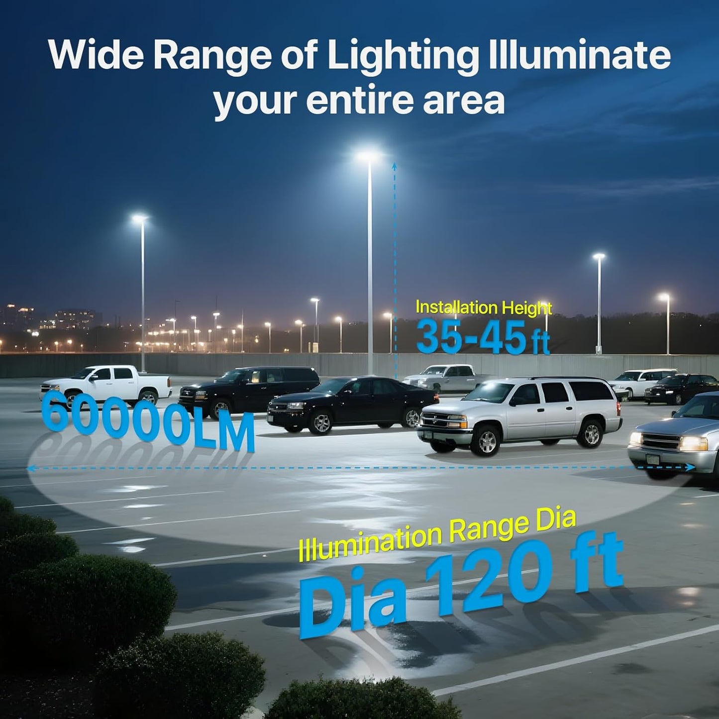 LED Parking Lot Lights Outdoor - 400W 60000lm UL, 5000K Slip Fitter Mount LED Pole Light