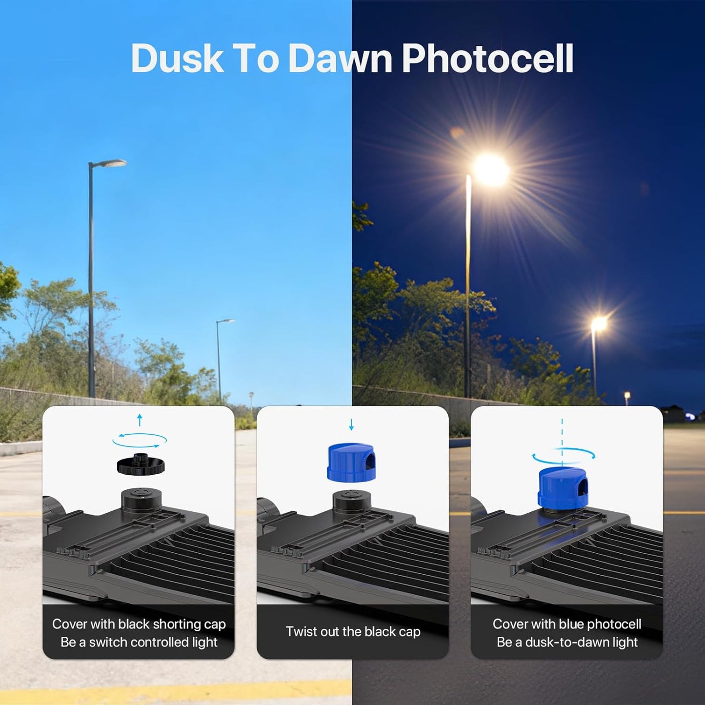 LED Parking Lot Lights Outdoor - 400W 60000lm UL, 5000K Slip Fitter Mount LED Pole Light