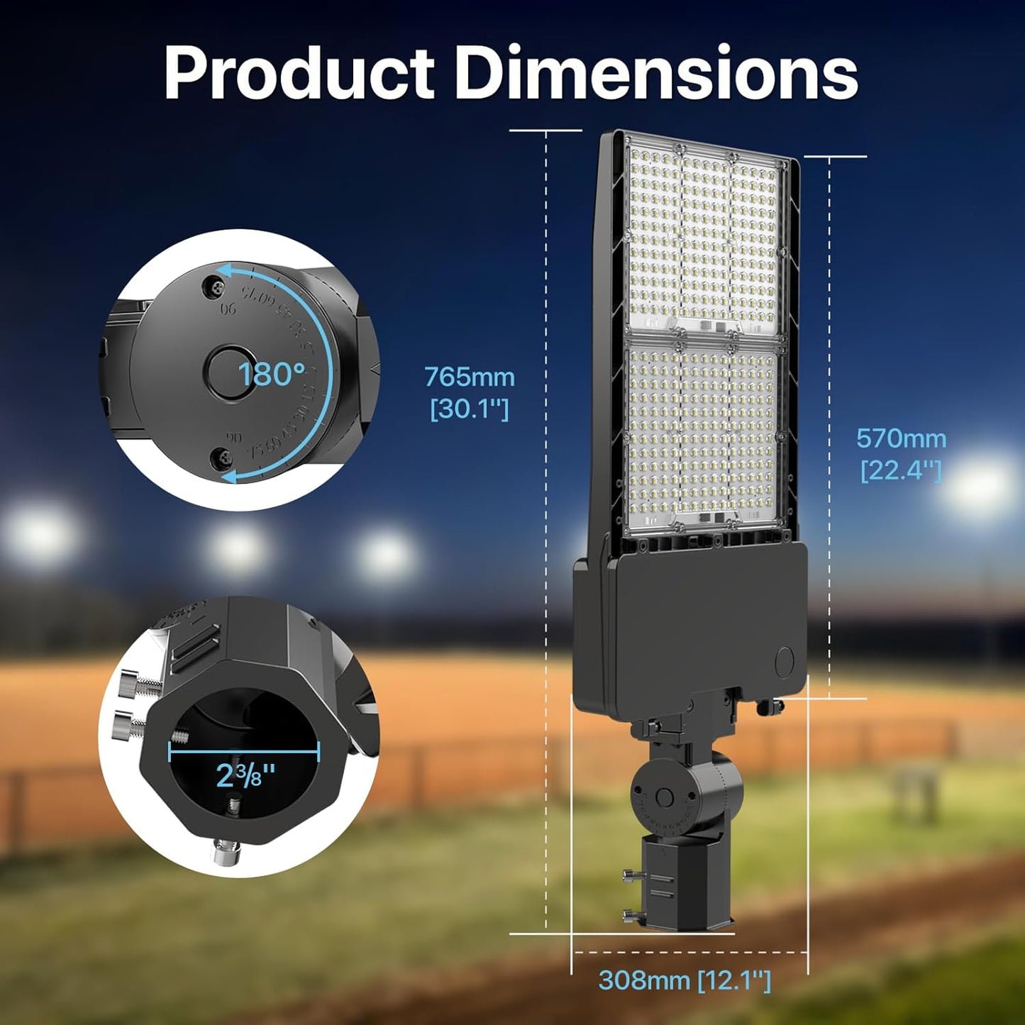 LED Parking Lot Lights Outdoor - 400W 60000lm UL, 5000K Slip Fitter Mount LED Pole Light