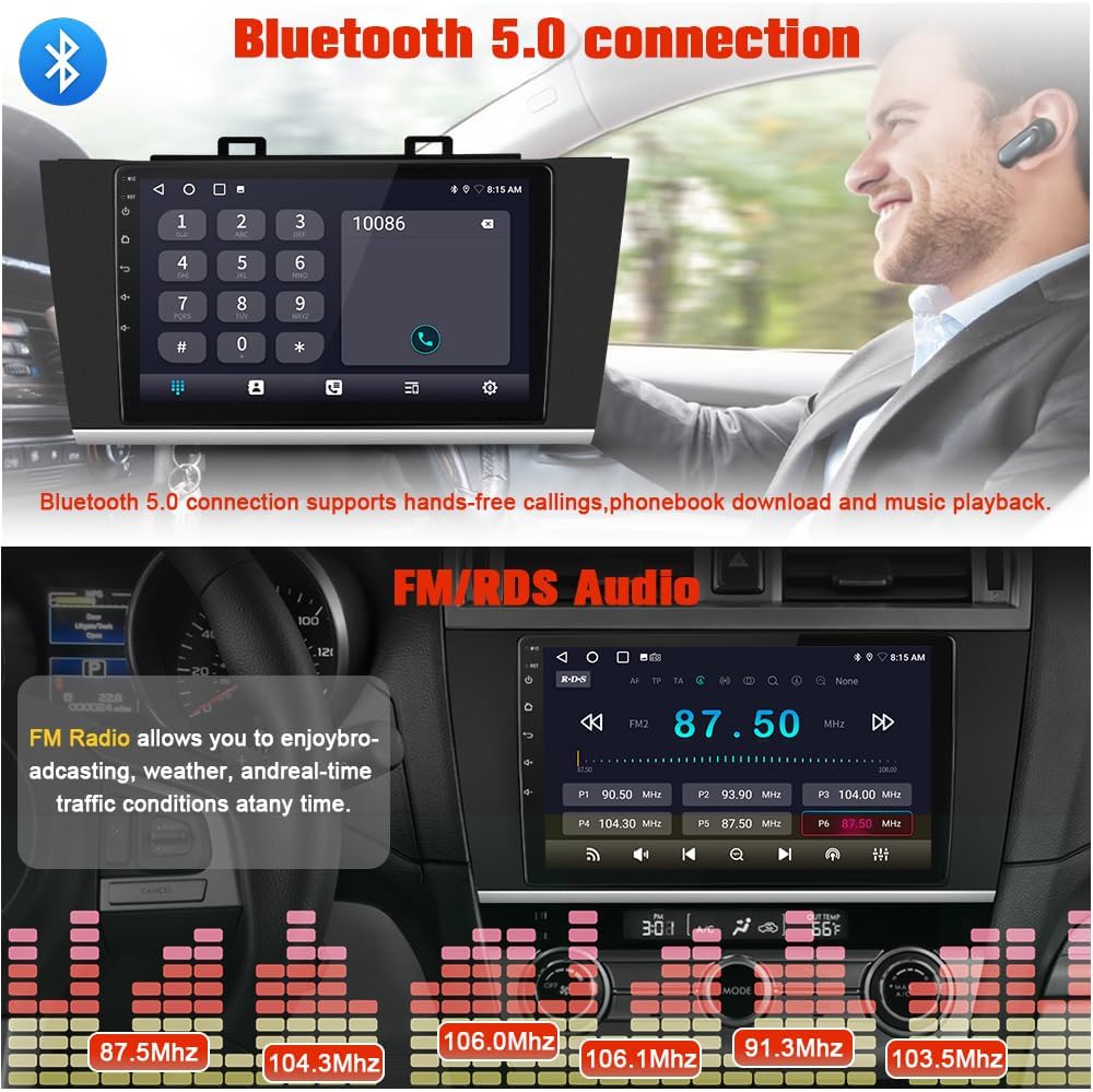 Car Stereo Radio for Subaru Outback Legacy 2015-2018, Touchscreen Car Radio with Wireless CarPlay & Android