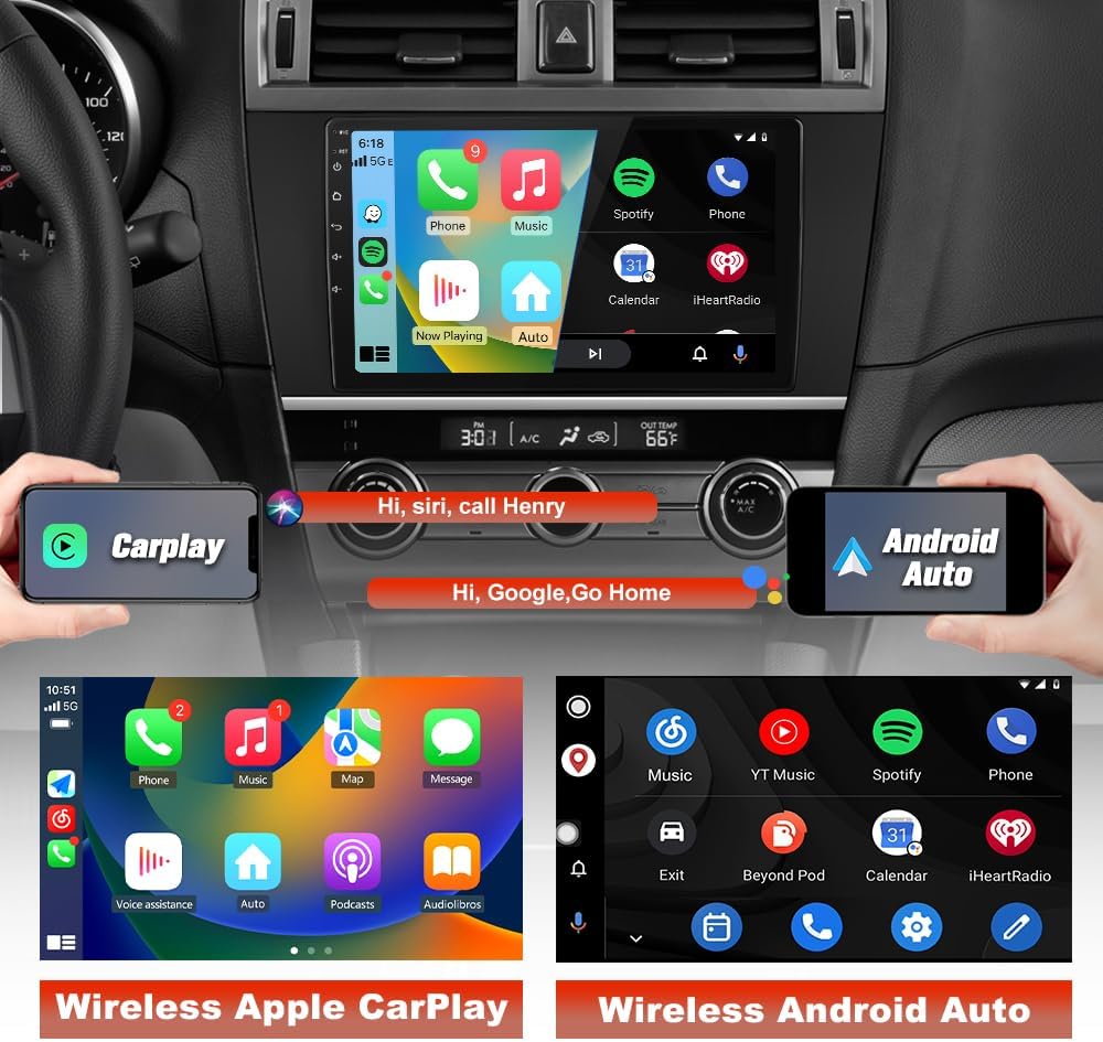 Car Stereo Radio for Subaru Outback Legacy 2015-2018, Touchscreen Car Radio with Wireless CarPlay & Android