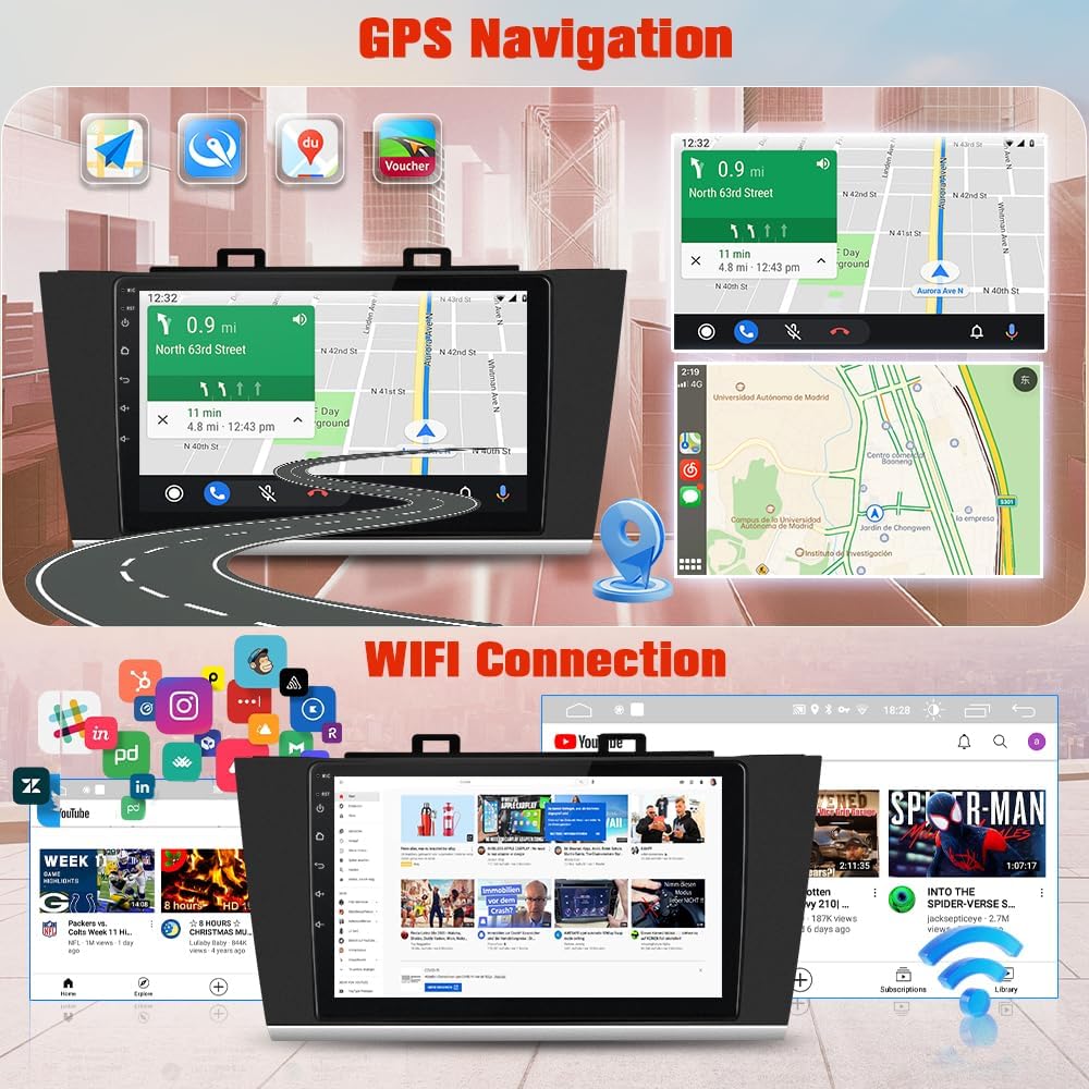 Car Stereo Radio for Subaru Outback Legacy 2015-2018, Touchscreen Car Radio with Wireless CarPlay & Android