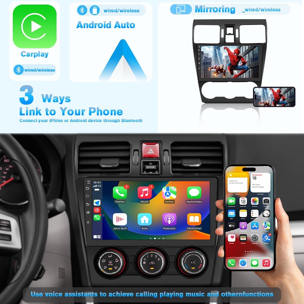 Car Radio Stereo for Subaru Forester WRX Impreza 2013-2015, w/ CarPlay Android Bluetooth GPS, Backup Camera