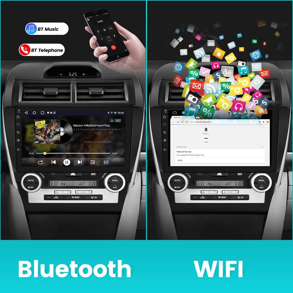 Car Radio Compatible for Toyota Camry 2012-2014, 10' Touch Screen, Support SWC, Wireless CarPlay Android