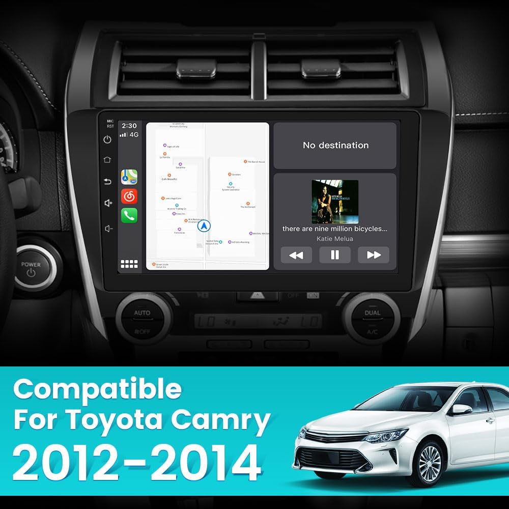 Car Radio Compatible for Toyota Camry 2012-2014, 10' Touch Screen, Support SWC, Wireless CarPlay Android