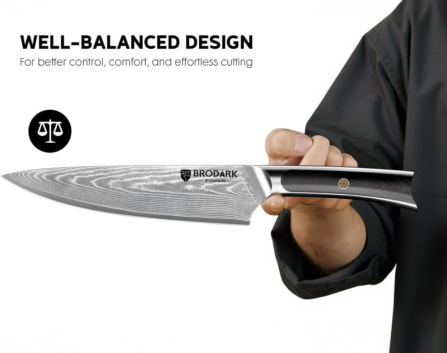 Damascus Chef Knife 3 PCS, VG10 Steel Full Tang Sharp Professional Chef Knife Set, Ergonomic Wooden Handle