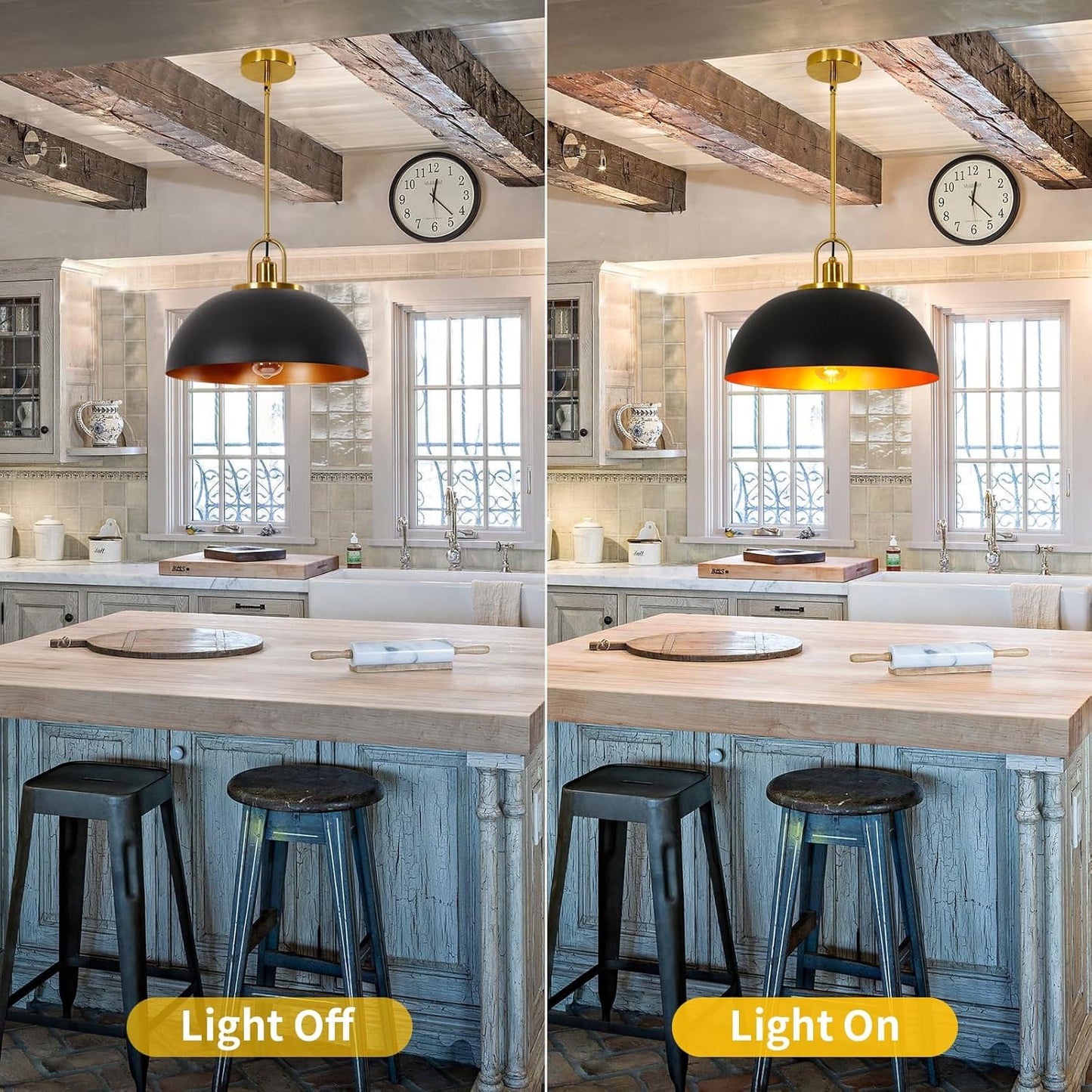 15.7-inch Pull-Down Large Modern Industrial Retro Dome Ceiling Pendant Light, Classic Country Farmhouse Style