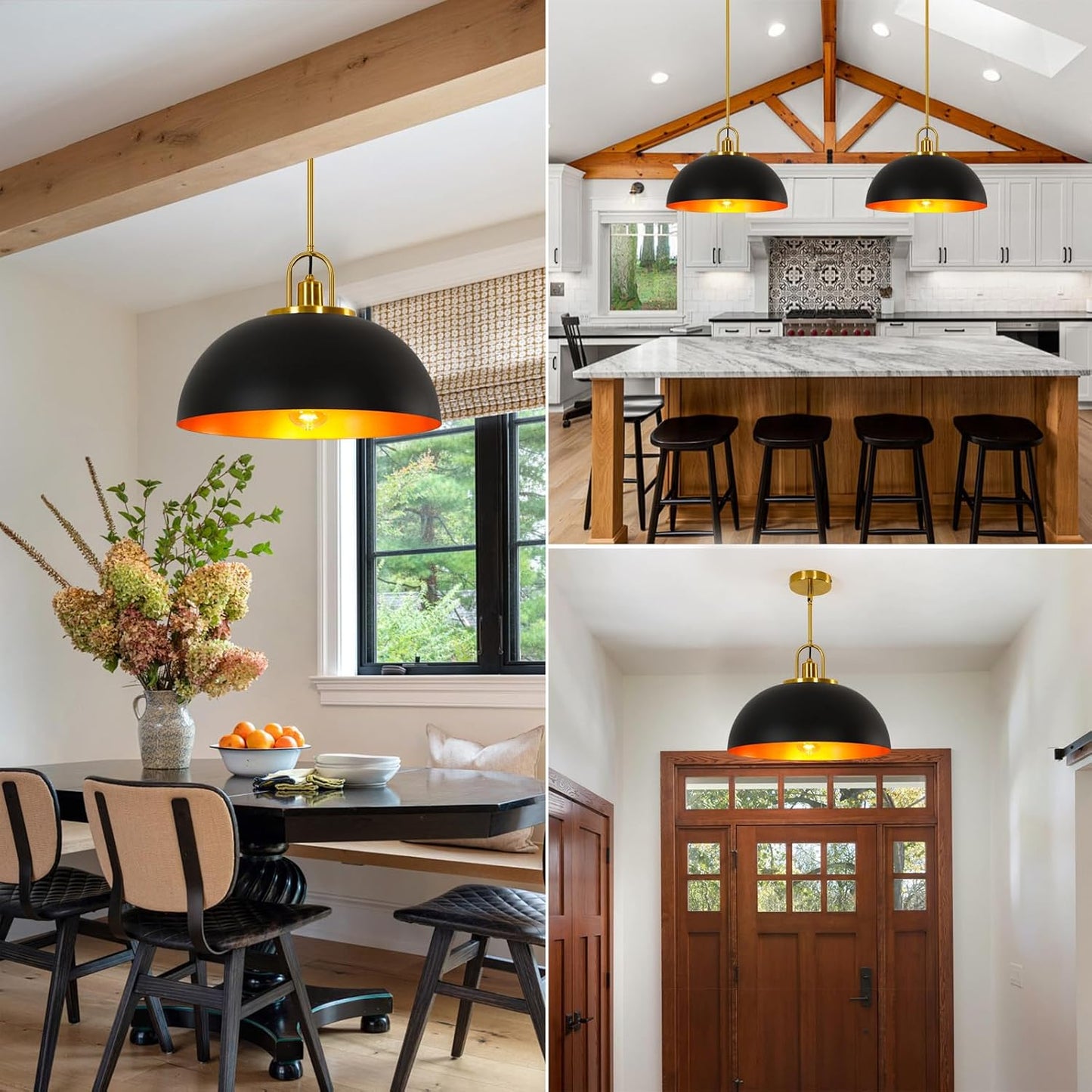 15.7-inch Pull-Down Large Modern Industrial Retro Dome Ceiling Pendant Light, Classic Country Farmhouse Style