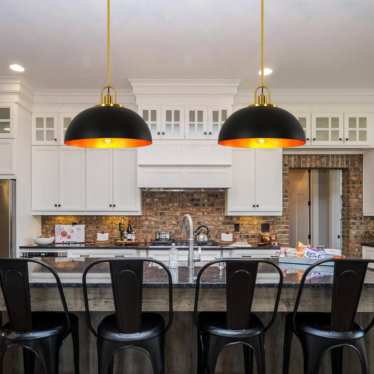 15.7-inch Pull-Down Large Modern Industrial Retro Dome Ceiling Pendant Light, Classic Country Farmhouse Style