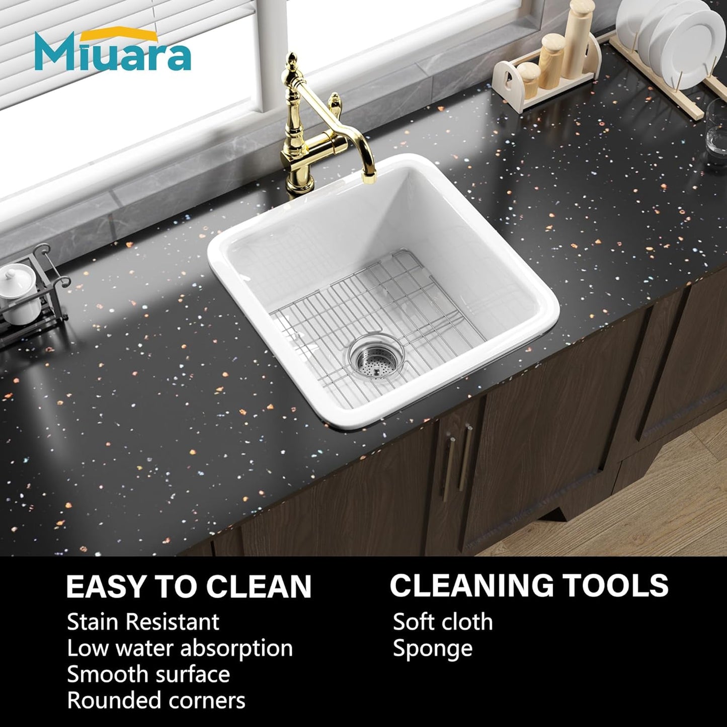 Small Fireclay Bar Sink Drop In 17.5 Inch, Dual Mount Heavy Duty White, White, NO Faucet Hole