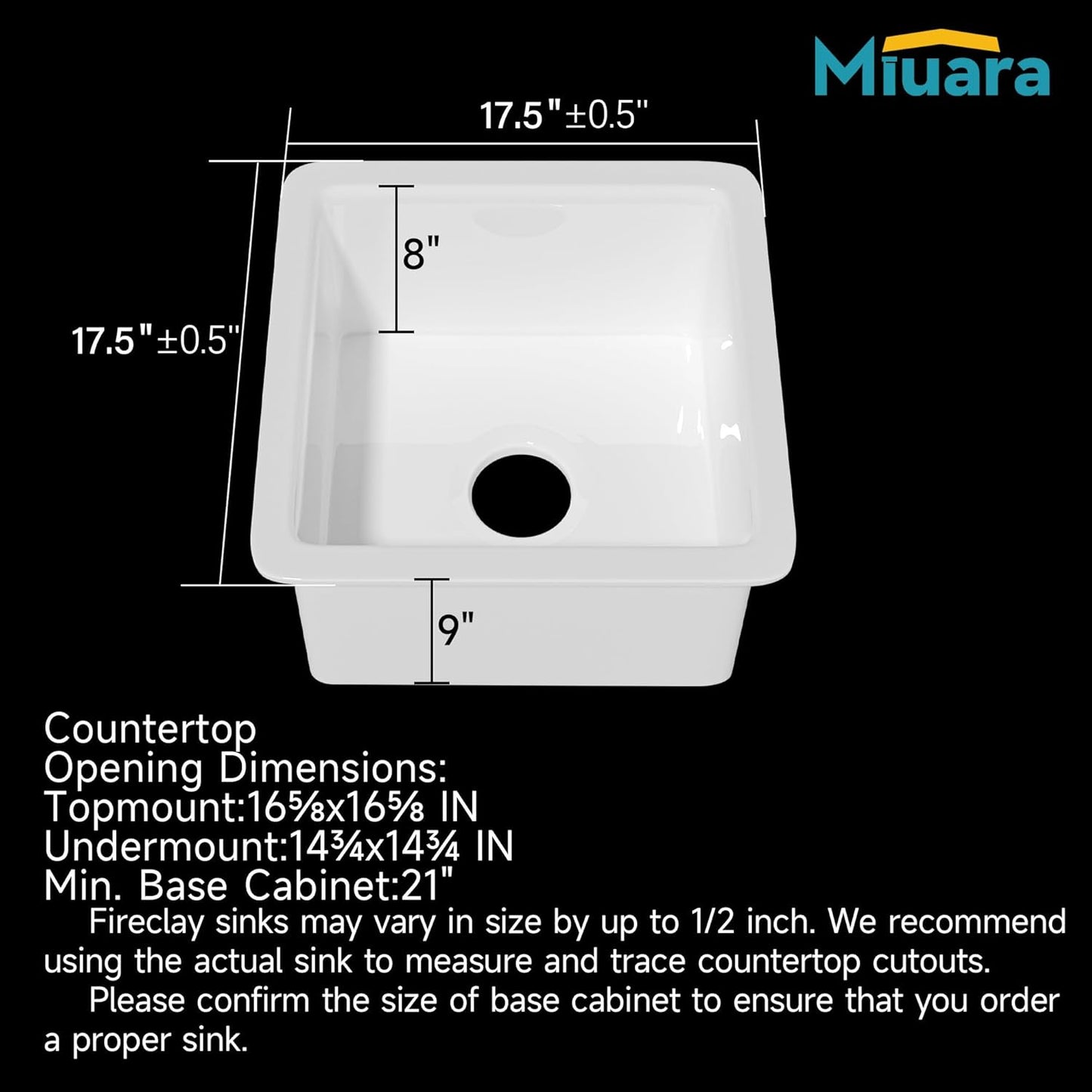 Small Fireclay Bar Sink Drop In 17.5 Inch, Dual Mount Heavy Duty White, White, NO Faucet Hole