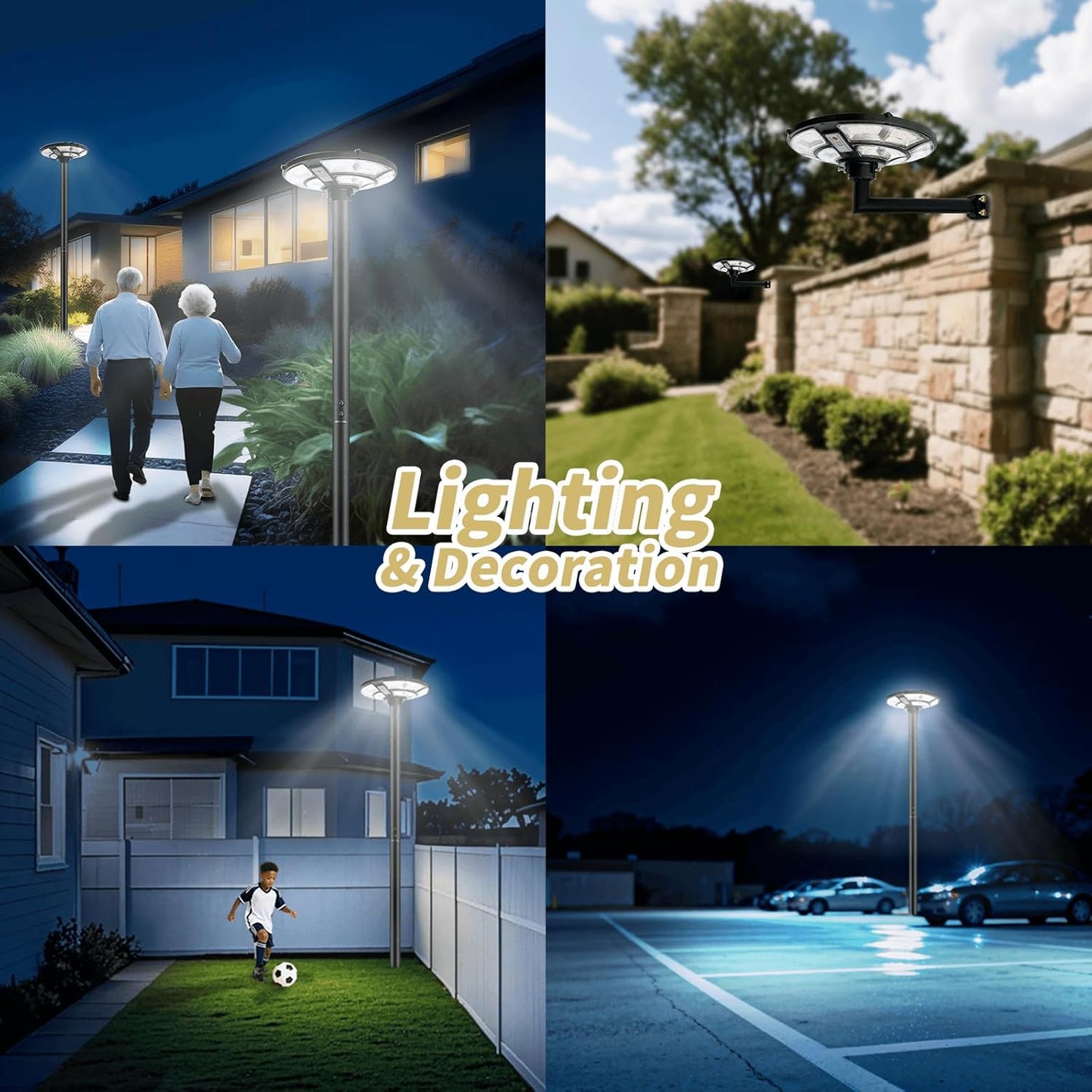 Outdoor Solar Lamp Post Light, 692 LED Post Light Fixture with Motion Sensor, Remote, Waterproof