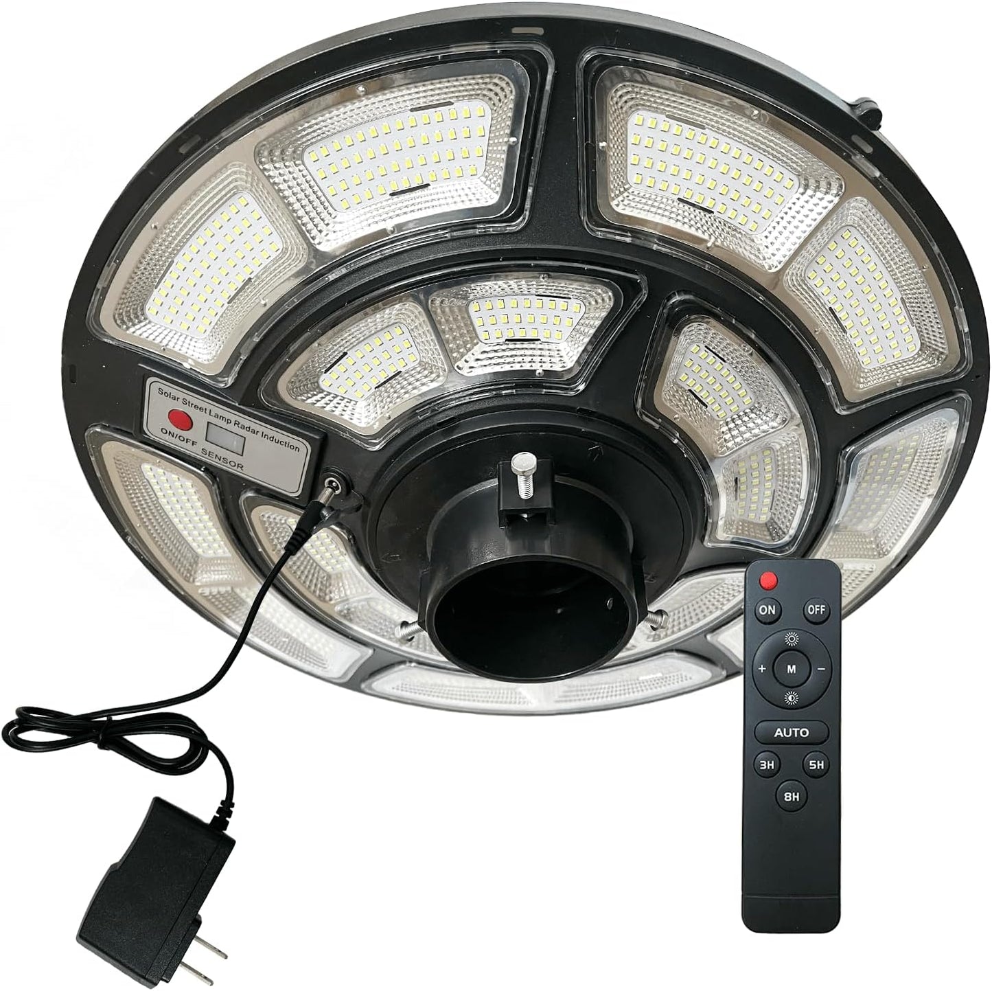 Outdoor Solar Lamp Post Light, 692 LED Post Light Fixture with Motion Sensor, Remote, Waterproof