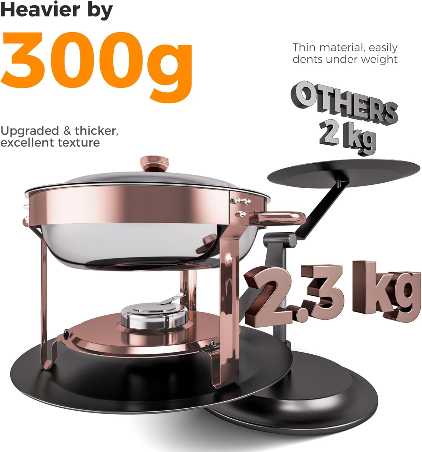 4Pack 6QT Round Chafing Dish Buffet Set Food Warmer, 18/8 (304) Stainless Steel Food Pan with Lid