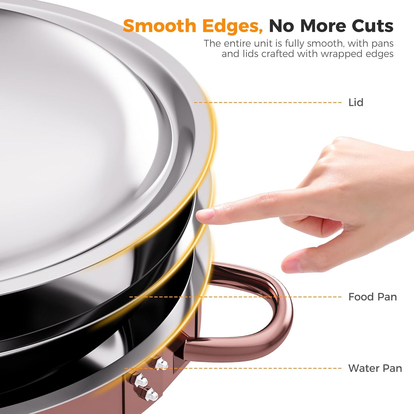 4Pack 6QT Round Chafing Dish Buffet Set Food Warmer, 18/8 (304) Stainless Steel Food Pan with Lid