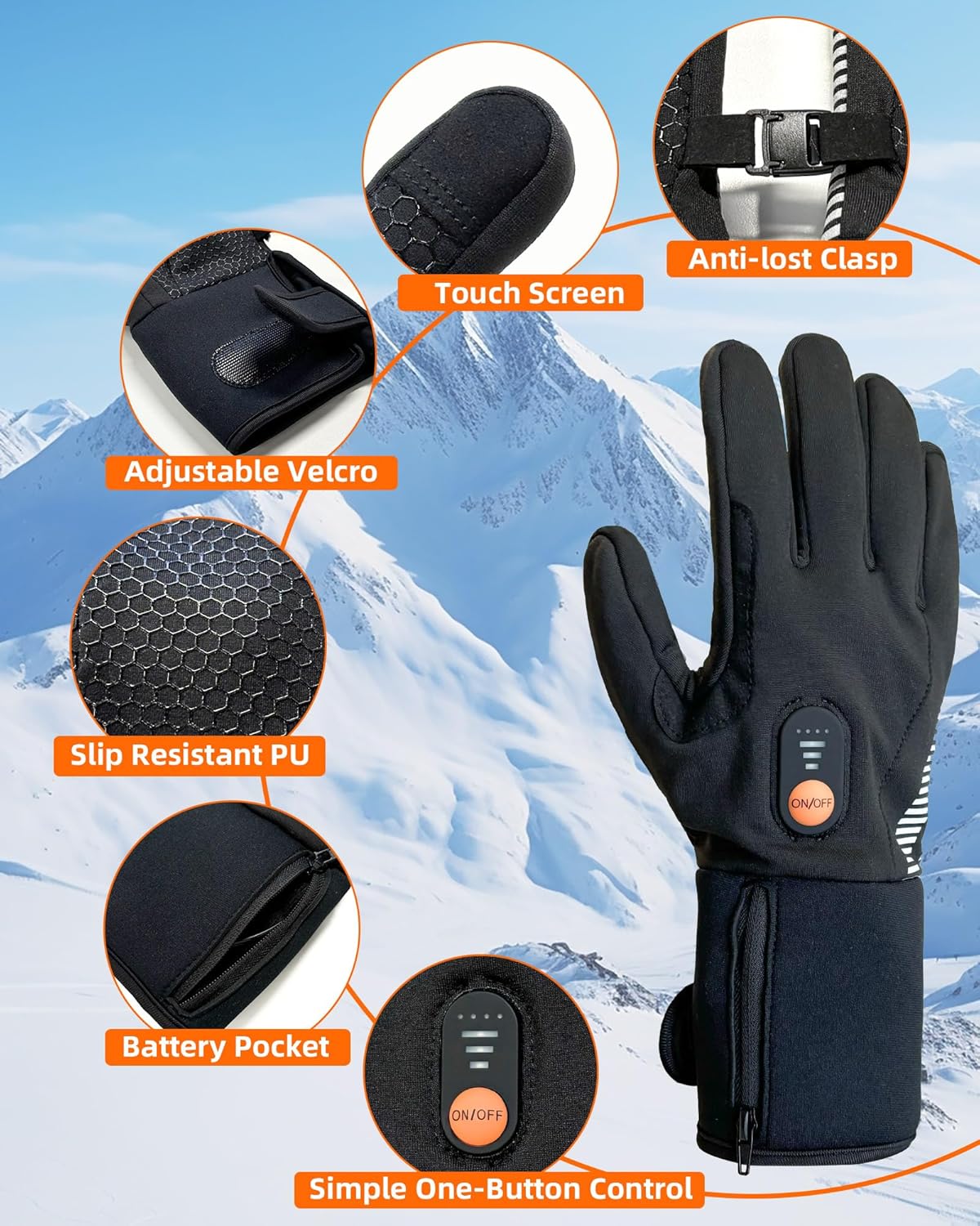 Heated Glove Liners for Men Women, Rechargeable Battery, Gloves Touchscreen, Electric Heated