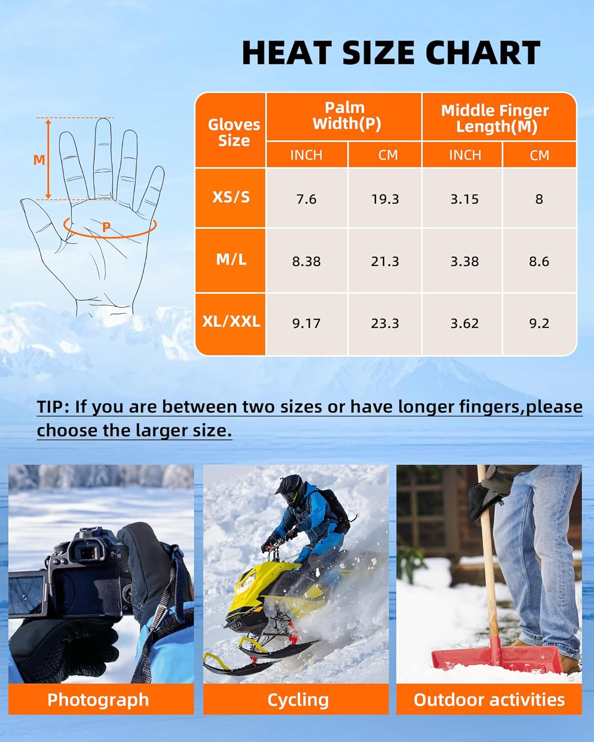 Heated Glove Liners for Men Women, Rechargeable Battery, Gloves Touchscreen, Electric Heated