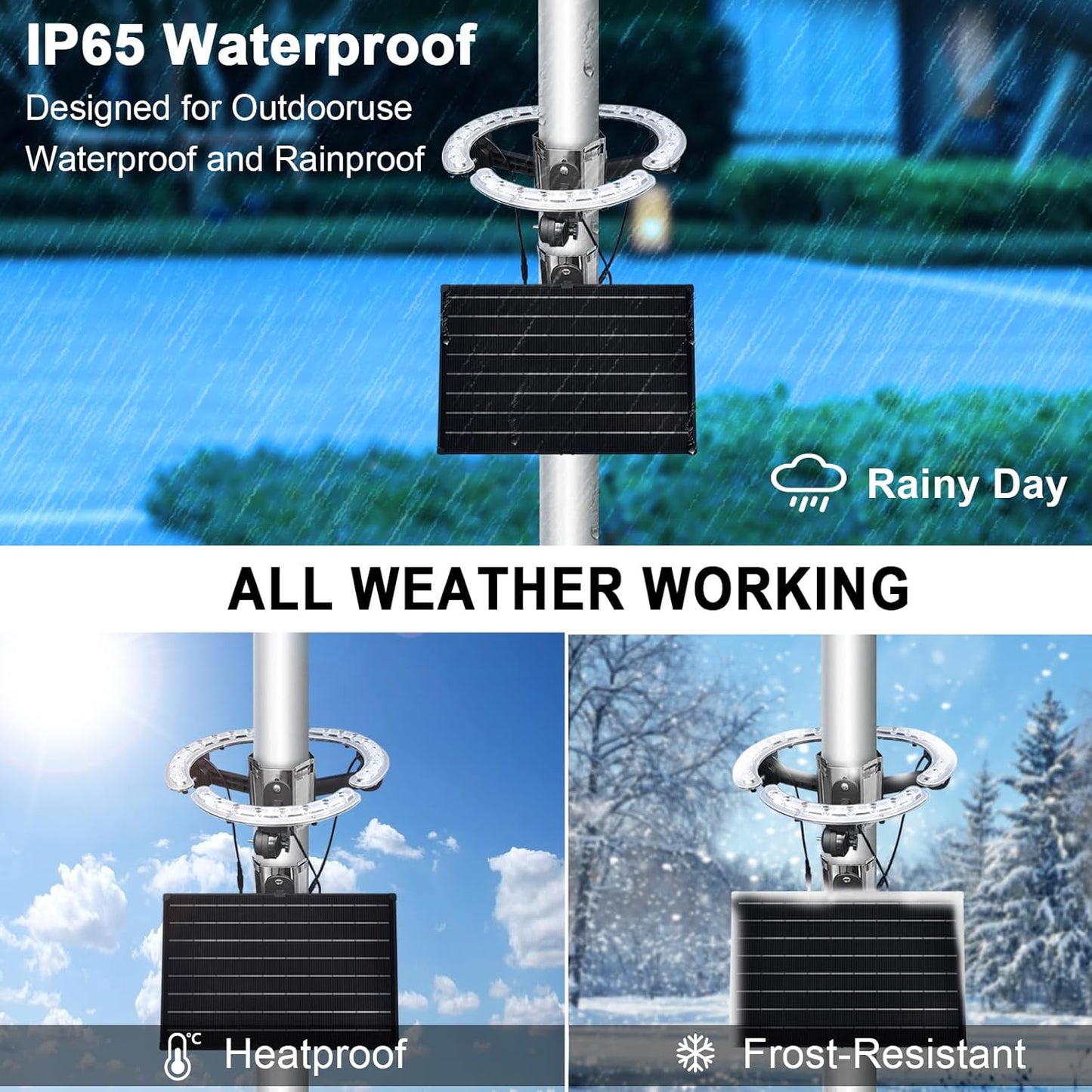 Solar Powered Flag Pole Light, Outdoor IP65 Waterproof Dusk to Dawn, Fits 2''-6'' Diameter American Flagpole