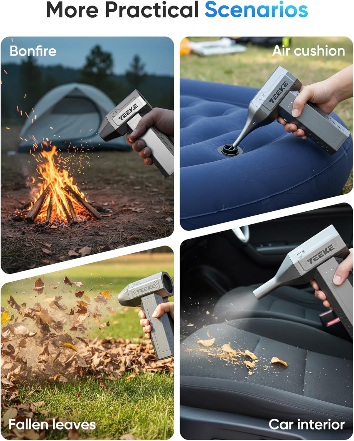 Electric Air Duster, 400G Compressed Air Duster, 4 Speeds PC Cleaner, Rechargeable, LED Light for Cleaning