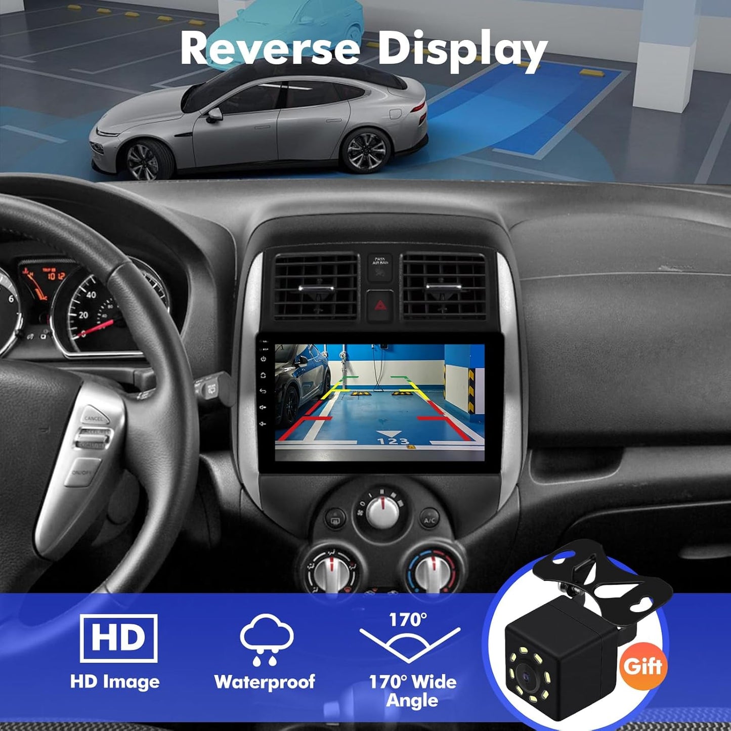9 Inch IPS Touchscreen Android 14 Car Stereo for Nissan Versa Note 2014-2018, w/ Wireless CarPlay & Android